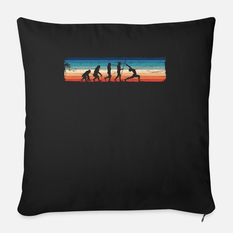 Retro Yoga Evolution - Lustiger Yoga - Sofakissenbezug 45 x 45 cm - Schwarz