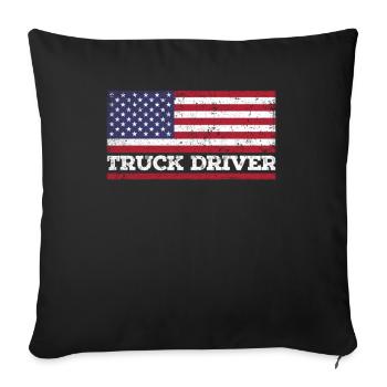 USA Flag Truck Driver America Carrier - Housse de coussin décorative 45 x 45 cm - noir - Devant