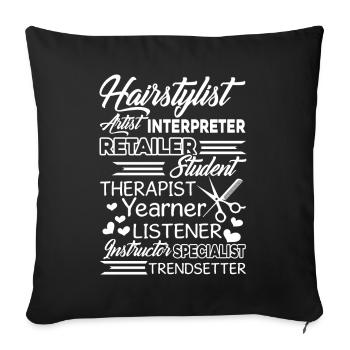 Hair Stylist Hair Stylist Definition - Sofa pillowcase 17,3'' x 17,3'' (45 x 45 cm) - black - Front