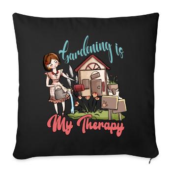 Le jardinage : ma forme de thérapie - Housse de coussin décorative 45 x 45 cm - noir - Devant