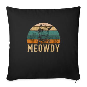 Meowdy Lusy Cowboy Cat Country Meme - Housse de coussin décorative 45 x 45 cm - noir - Devant