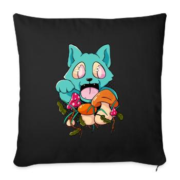 Trippy Pilz Katze Hippie Trip Psychedelisch - Sofakissenbezug 45 x 45 cm - Schwarz - Vorne