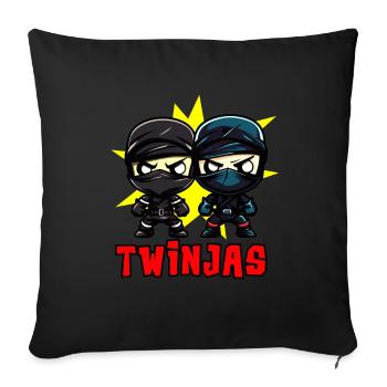 Twinjas Ninja Twins Drôles de frères et sœurs Garçons - Housse de coussin décorative 45 x 45 cm - noir - Devant