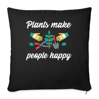 Les plantes rendent les gens heureux - Plats Botany - Housse de coussin décorative 45 x 45 cm - noir - Devant