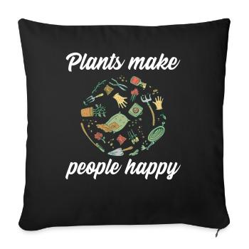 Les plantes rendent les gens heureux - Plats Botany - Housse de coussin décorative 45 x 45 cm - noir - Devant