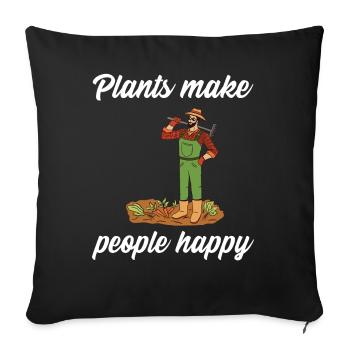 Plants make people happy - Plats Botanik - Sofakissenbezug 45 x 45 cm - Schwarz - Vorne