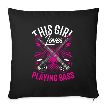Cette fille adore jouer du bassiste - Housse de coussin décorative 45 x 45 cm - noir - Devant