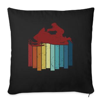 Retro Snowmobile Snowmobile Snowmobile Snow Motorcycle - Sofa pillowcase 17,3'' x 17,3'' (45 x 45 cm) - black - Front