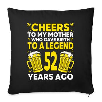 Men Beer Birthday Funny 52 Year Old Beer Lover - Sofa pillowcase 17,3'' x 17,3'' (45 x 45 cm) - black - Front