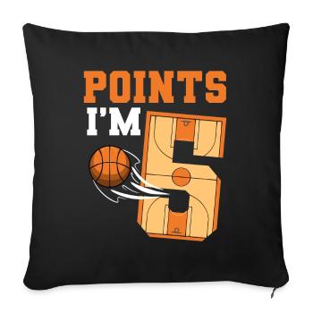 Basketball Birthday Kids 5th Birthday Theme Party - Sofa pillowcase 17,3'' x 17,3'' (45 x 45 cm) - black - Front