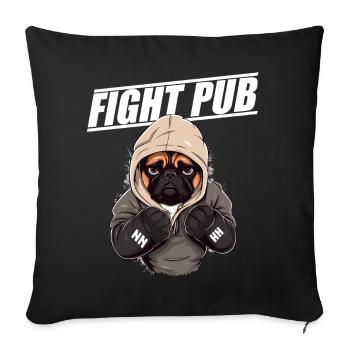 Fight Pub Mops mit Boxhandschuhen Boxer - Sofakissenbezug 45 x 45 cm - Schwarz - Vorne