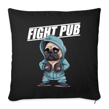Fight Pub Mops mit Boxhandschuhen Boxer - Sofakissenbezug 45 x 45 cm - Schwarz - Vorne
