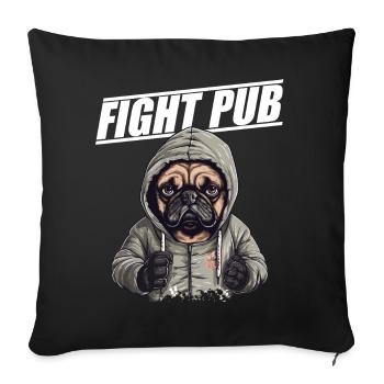 Fight Pub Mops mit Boxhandschuhen Boxer - Sofakissenbezug 45 x 45 cm - Schwarz - Vorne