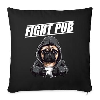 Fight Pub Mops mit Boxhandschuhen Boxer - Sofakissenbezug 45 x 45 cm - Schwarz - Vorne