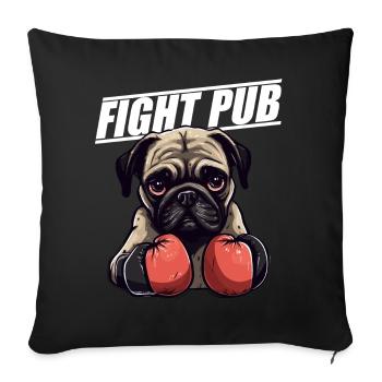 Fight Pub Mops mit Boxhandschuhen Boxer - Sofakissenbezug 45 x 45 cm - Schwarz - Vorne
