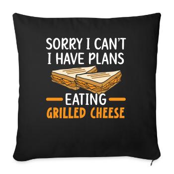 Sorry, I can't, I have plans, - Sofa pillowcase 17,3'' x 17,3'' (45 x 45 cm) - black - Front