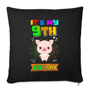 9. Geburtstag 9 Jahre alt Geschenkidee Geschenk - Sofakissenbezug 45 x 45 cm - Schwarz - Vorne