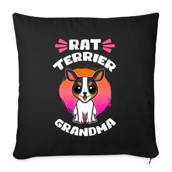Rat Terrier Grand-mère Chiens Chien Propriétaire Cadeau - Housse de coussin décorative 45 x 45 cm - noir - Devant