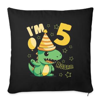 Dinosaur Birthday Party 5 Year Old Boy 5 Yrs Gift - Sofa pillowcase 17,3'' x 17,3'' (45 x 45 cm) - black - Front