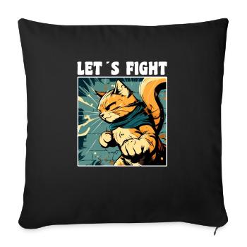 Karaté Chat - Housse de coussin décorative 45 x 45 cm - noir - Devant