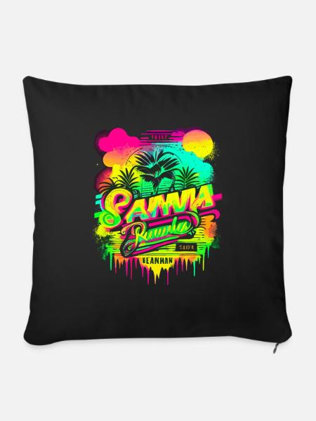 Retro Sommer - Sofakissenbezug 45 x 45 cm - Schwarz