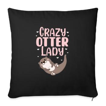 Loutre de mer Loutre Cadeau de loutre - Housse de coussin décorative 45 x 45 cm - noir - Devant