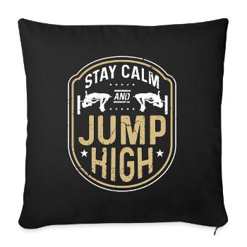 Saut en hauteur Restez calme et sautez haut saut à la perche - Housse de coussin décorative 45 x 45 cm - noir - Devant
