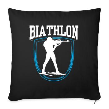 Biathlon Biathlète Biathlons Biathlète Sport - Housse de coussin décorative 45 x 45 cm - noir - Devant