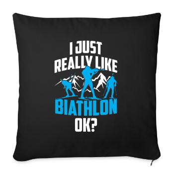 J’aime beaucoup le biathlon biathlète biathlète - Housse de coussin décorative 45 x 45 cm - noir - Devant