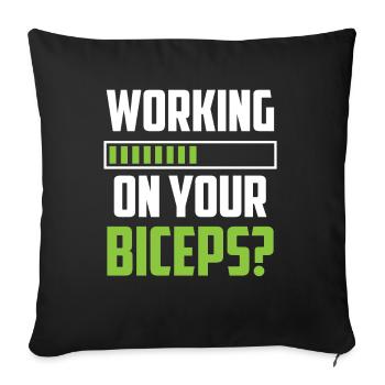 Arbeiten Sie An Ihrem Bizeps Workout Curls Muskeln - Sofakissenbezug 45 x 45 cm - Schwarz - Vorne