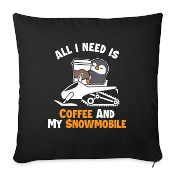 Coffee and my Snowmobile Snowmobile Fahrer - Sofakissenbezug 45 x 45 cm - Schwarz - Vorne