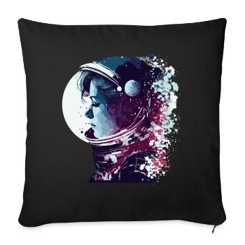 Astronaut Woman Space Astronomy Aerospace Lover - Sofa pillowcase 17,3'' x 17,3'' (45 x 45 cm) - black - Front
