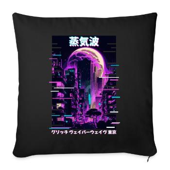 Anime Tokyo City Japanese Vaporwave Aesthetic - Sofa pillowcase 17,3'' x 17,3'' (45 x 45 cm) - black - Front