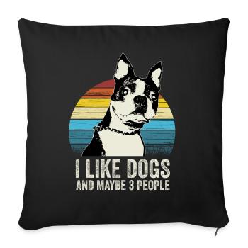 I Like Dogs and Maybe 3 People - Pet Lovers Funny - Sofa pillowcase 17,3'' x 17,3'' (45 x 45 cm) - black - Front