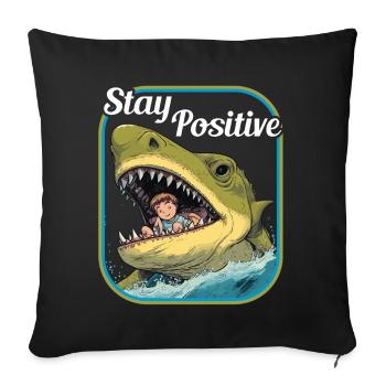 Restez positif Requin requin avec enfant - Housse de coussin décorative 45 x 45 cm - noir - Devant