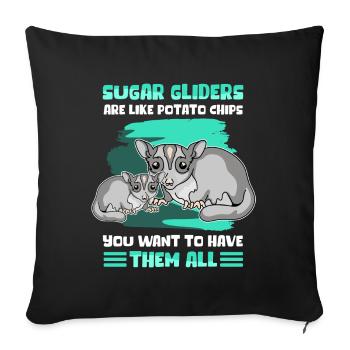 Sugar Glider Short Head Glider Cadeau - Housse de coussin décorative 45 x 45 cm - noir - Devant