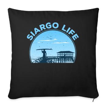 Surfen auf der Insel Siargao - Sofakissenbezug 45 x 45 cm - Schwarz - Vorne