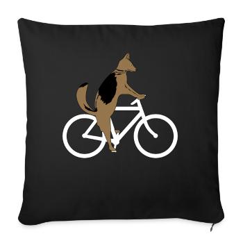 German Shepherd on bike - Sofa pillowcase 17,3'' x 17,3'' (45 x 45 cm) - black - Front