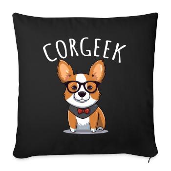 Corgi with glasses Geeks Nerds Corgis dog Corgeek - Sofa pillowcase 17,3'' x 17,3'' (45 x 45 cm) - black - Front