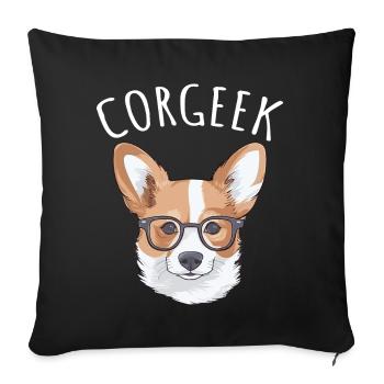 Corgi with glasses Geeks Nerds Corgis dog Corgeek - Sofa pillowcase 17,3'' x 17,3'' (45 x 45 cm) - black - Front