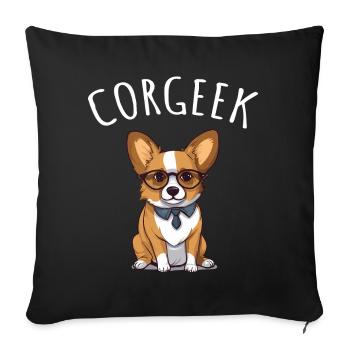 Corgi with glasses Geeks Nerds Corgis dog Corgeek - Sofa pillowcase 17,3'' x 17,3'' (45 x 45 cm) - black - Front