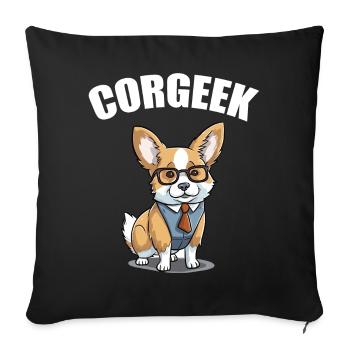 Corgi with glasses Geeks Nerds Corgis dog Corgeek - Sofa pillowcase 17,3'' x 17,3'' (45 x 45 cm) - black - Front