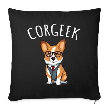 Corgi with glasses Geeks Nerds Corgis dog Corgeek - Sofa pillowcase 17,3'' x 17,3'' (45 x 45 cm) - black - Front