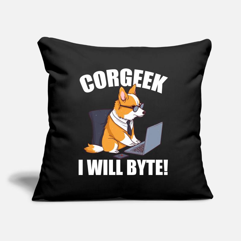 Corgi with glasses I Will Byte computer geek Corgeek Sofa pillowcase 17,3'' x 17,3'' (45 x 45 cm)