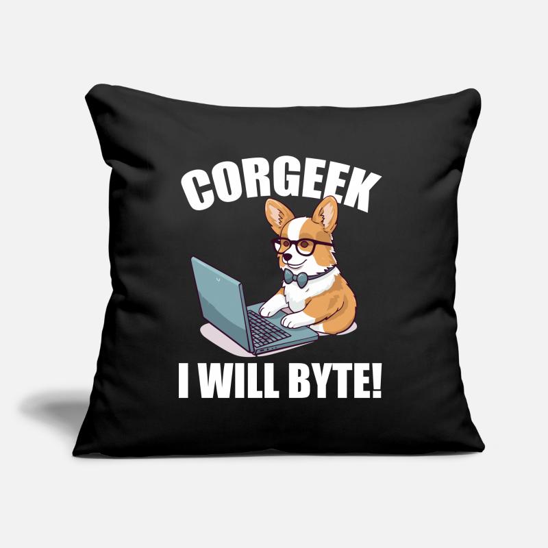 Corgi mit Brille I Will Byte Computerfreak Corgeek Sofakissenbezug 45 x 45 cm