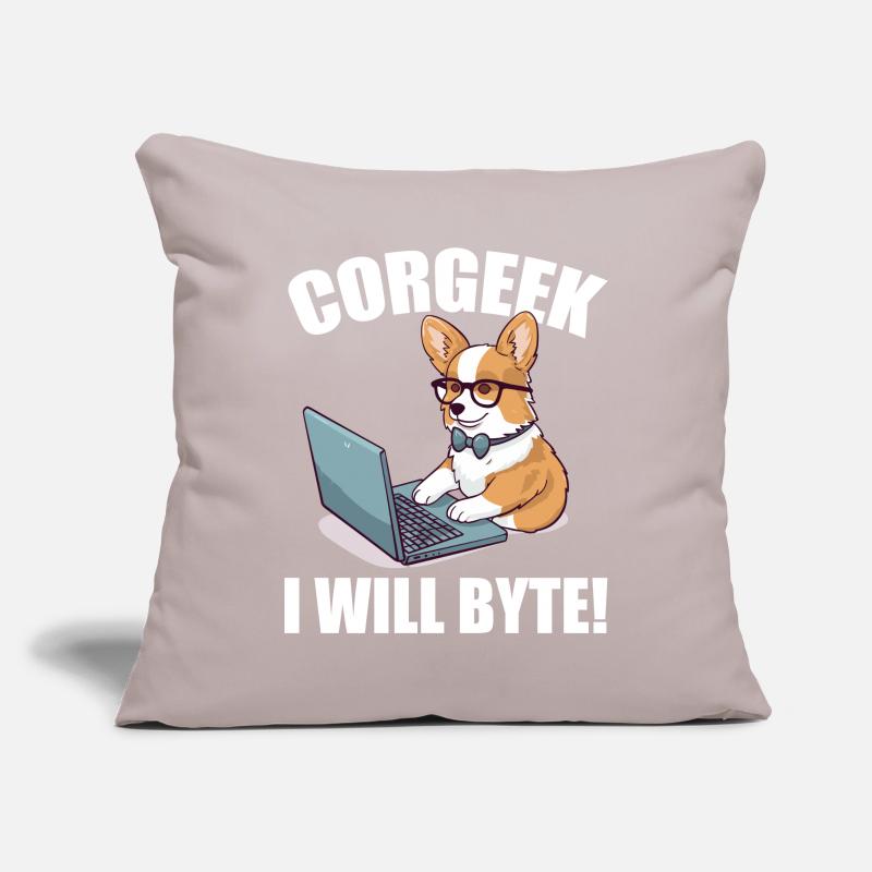 Corgi mit Brille I Will Byte Computerfreak Corgeek Sofakissenbezug 45 x 45 cm