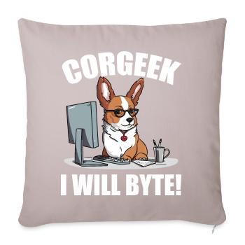 Corgi mit Brille I Will Byte Computerfreak Corgeek - Sofakissenbezug 45 x 45 cm - helles Taupe - Vorne