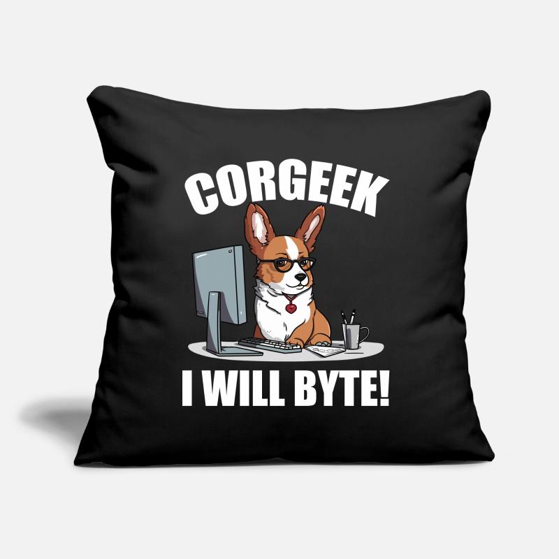 Corgi mit Brille I Will Byte Computerfreak Corgeek Sofakissenbezug 45 x 45 cm