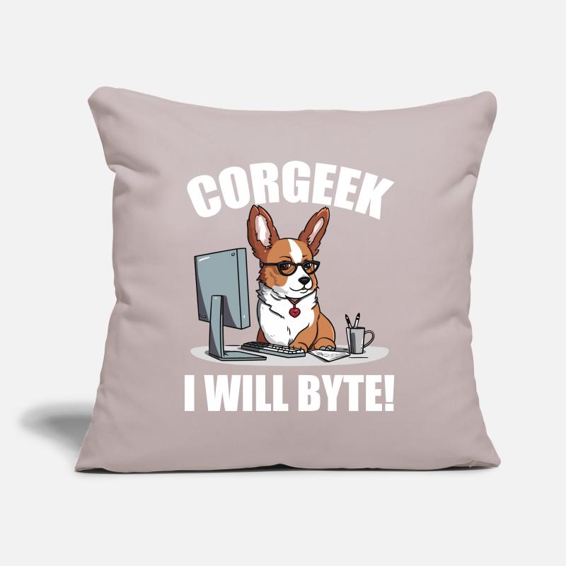 Corgi mit Brille I Will Byte Computerfreak Corgeek Sofakissenbezug 45 x 45 cm