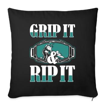 Grip It And Rip It Snow Motorcycle Snowmobile - Sofa pillowcase 17,3'' x 17,3'' (45 x 45 cm) - black - Front